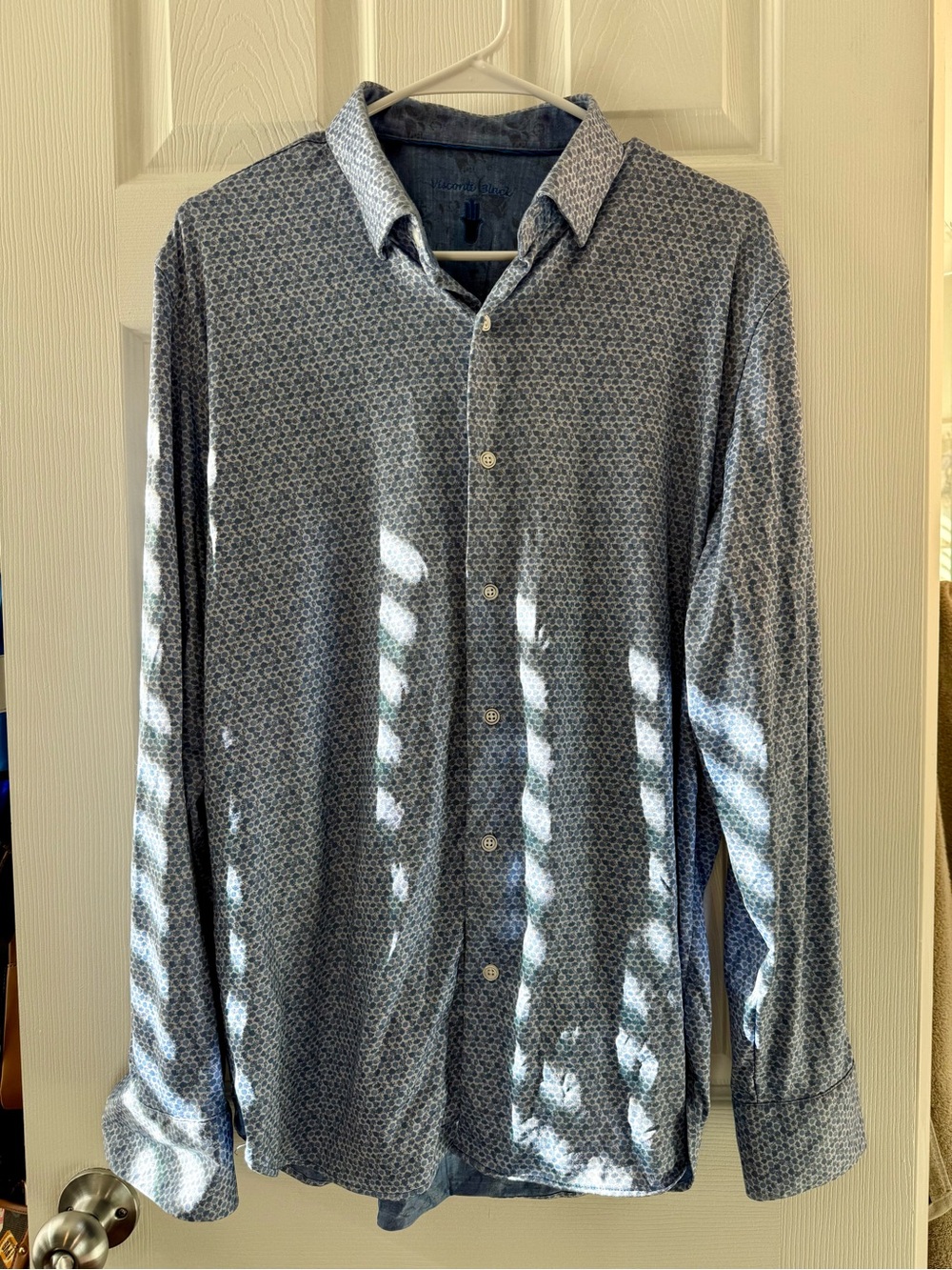 Visconti Black Men's Blue Long-Sleeve Button-Up Shirt Size Large